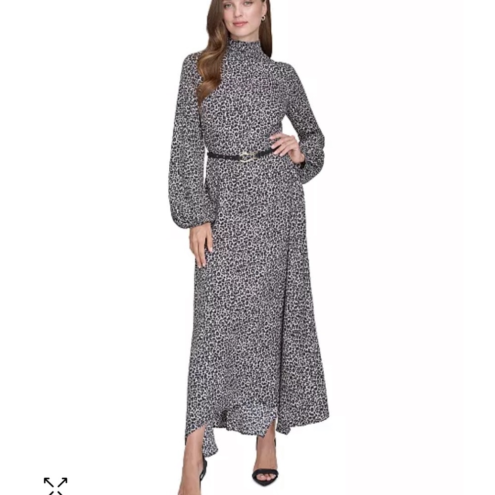 Elegant Black and tan Leopard Print Dress